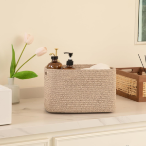 Cotton Rope Rectangle Storage Basket with Handles
