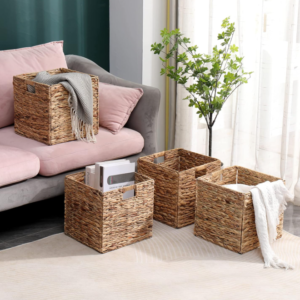 Foldable Handwoven Water Hyacinth Storage Basket
