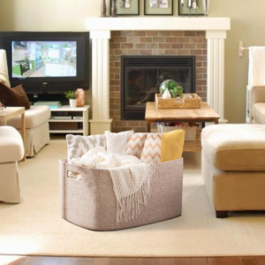 Set of 2 extra-large cotton rope storage baskets, suitable for storing toys and clothes.